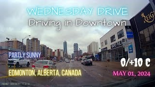 Driving in Downtown Edmonton Alberta Canada 010 Celsius [upl. by Laumas]