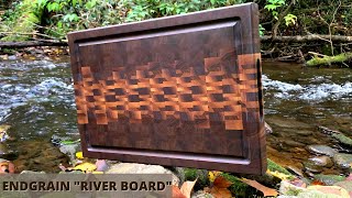 A RIVER Inspired END Grain Cutting Board  Making The Most Of Walnut Sapwood [upl. by Linn]