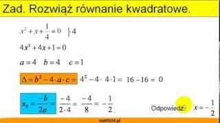 Rozwiąż równanie kwadratowe  Liczenie delty i pierwiastków  Matfiz24pl [upl. by Kciredes]