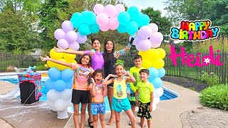 Heidi 9th Happy birthday pool party with HZHtube kids fun [upl. by Teik]