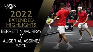 BerrettiniMurray v AugerAliassimeSock Extended Highlights  Laver Cup 2022 [upl. by Eyla]