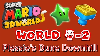 Super Mario 3D World  World Bowser2 Plessies Dune Downhill all collectables [upl. by Margot]