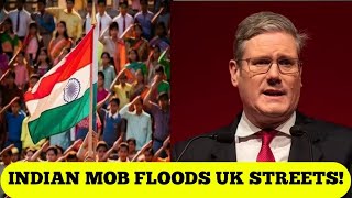 quotChaos Erupts as Huge Indian Crowd Floods London Streetsquot [upl. by Enomrej357]