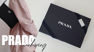 Prada Unboxing  ReNylon Pouch With Strap  What Fits  Modshot [upl. by Katti864]