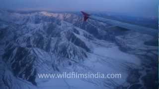 Flying over the frozen Zanskar range to Leh in Ladakh [upl. by Saretta]