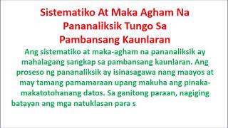 sistematiko at maka agham na pananaliksik tungo sa pambansang kaunlaran [upl. by Hindu927]