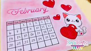 DIY  FEBRUARY Calendar  Bullet journal decoration organization ideas [upl. by Airetnohs]