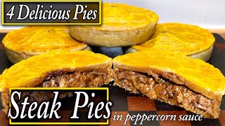 4 Steak Pies n Peppercorn sauce Tastiest individual pies on YouTube [upl. by Llechtim]