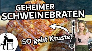 Der geheime Schweinebraten  So geht Kruste  Die Frau am Grill [upl. by Eiuqram]