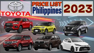 TOYOTA Price List in Philippines 2023 [upl. by Anaeel731]