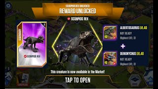 NEW DINOSAURS SCORPIOS REX UNLOCK BATTLE II Jurassic World The Game II Dinosaurs Game [upl. by Roee]