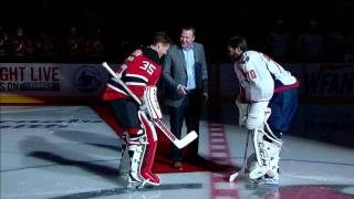 Gotta See It Brodeur drops puck in ceremonial goalie face off [upl. by Knowle958]