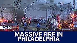 Massive Philadelphia fire sends smoke flames into the sky [upl. by Janetta95]