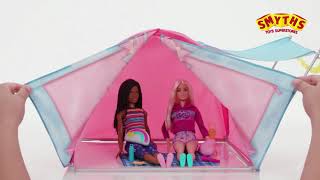 Barbie Lets Go Camping Tent Playset and 2 Dolls  Smyths Toys [upl. by Cheke]