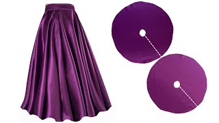 DOUBLE CIRCLE SKIRT  Umbrella skirt cutting and stitching steps  Double full flare umbrella skirt [upl. by Tristas479]