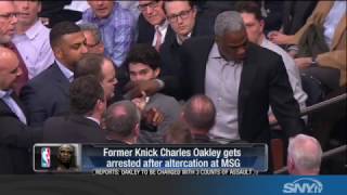 Charles Oakley ejected arrested at Knicks vs Clippers game banned from MSG  Double Take  SNY [upl. by Oiruam]