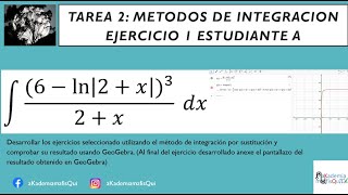 Integración por sustitución ejercicio1 estudiante A tarea 2 calculo integral 1604 2022 UNAD [upl. by Yenrab260]