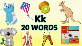 20 Words that starts with letter K  Letter K Words for Kids  Phonics Sound K  alphabetforkids [upl. by Odradlig]