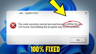 Fix MFPlatDLL not found in Windows 11  10  How To Solve Mfplat dll Missing Error ✅ [upl. by Dorree]