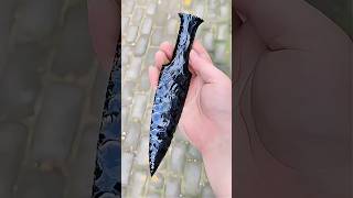 Obsidian Black Dagger Knife Handmade Making an Obsidian knife obsidian hunting bushcraft knife [upl. by Madella]