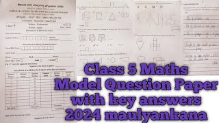 Model Question Paper Class 5 Maths with key answers publicboard exam 2024 maulyankana [upl. by Finer]