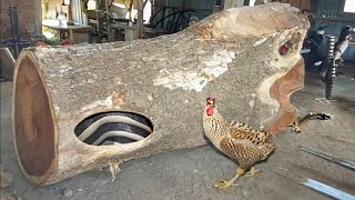 WOW❗CURSED TREMBESI WOOD IN THE FOREST IN THE SAWS  Sawmill In Action [upl. by Knowling]