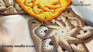 CARRE MOULIN A VENT au CROCHET [upl. by Harriette]