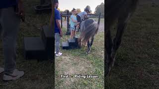 First Horseback Riding Lesson  Kid Equestrian horseriding [upl. by Nillok]