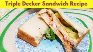 Triple Decker Sandwich Recipe  Triple Layer Sandwich in 5 Minutes  Cafe Style Sandwich [upl. by Deibel16]