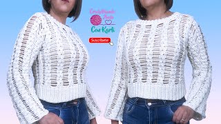 Top  Jersey tejido a crochet  🌺Modelo “Camiquot🌺  TUTORIAL PASO A PASO [upl. by Hsuk868]