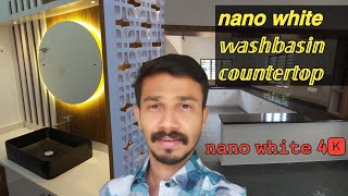 Nano white 4K washbasin countertop  nano White installation malayalam  MYK laticrete PUA 212 [upl. by Forelli]