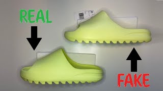 REAL VS FAKE ADIDAS YEEZY SLIDE GREEN GLOW [upl. by Ahsimat106]