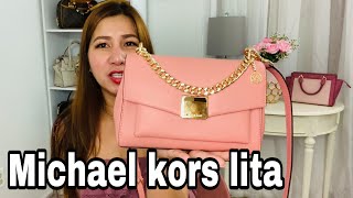 MICHAEL KORS BAG NEW COLLECTION REVIEW  LITA MEDIUM IN SUNSET COLOR [upl. by Bedell]