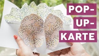 DIY Grußkarte Blumen Pop Up Karte selbst basteln [upl. by Aldin]