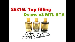 SS316L Top filling Dvarw V2 Style MTL RTA Rebuildable Tank Atomizer from Wejoytech [upl. by Harned]