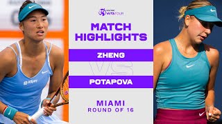 Qinwen Zheng vs Anastasia Potapova  2023 Miami Round of 16  WTA Match Highlights [upl. by Demahum]