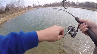 My First BASS of 2017 Cold Weather Pond Fishing in Delaware [upl. by Mchenry]