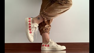 Converse Play Comme des Garcons unboxing sizing and fit [upl. by Namron]