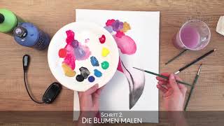 Malen mit Acryl ArtNight Flamingo Tutorial [upl. by Hatfield]