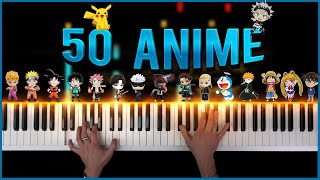 50 ANIME in 5 minutes  PIANO MEDLEY [upl. by Chiarra]