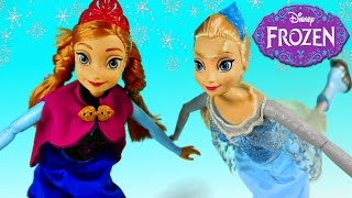 NEW Frozen Elsa and Anna Ice Skating Disney Barbie Dolls Play Doh Toys Review [upl. by Fisk688]