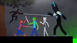 SpiderMan and Miles Morales vs Minecraft Creatures on Acid Sea in People Playground [upl. by Noletta442]