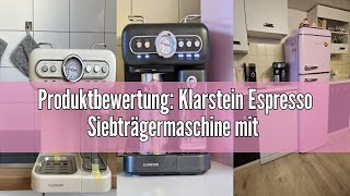 Produktbewertung Klarstein Espresso Siebträgermaschine mit Milchaufschäumer 12L MiniEspressomasc [upl. by Lerat]