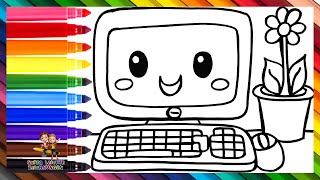 Zeichnen und Ausmalen eines niedlichen Computers 💻🖱️🌈 Zeichnungen für Kinder [upl. by Jania435]