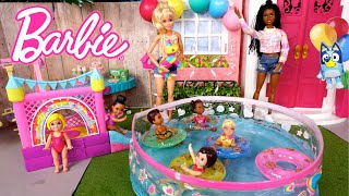 Barbie amp Ken Doll Family Getting Ready for Birthday Pool Party [upl. by Trumann]