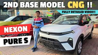 Tata Nexon Pure S CNG🔥 2nd Base Model  On Road Price  All Features  VFM Variant  White Colour [upl. by Dorahs]