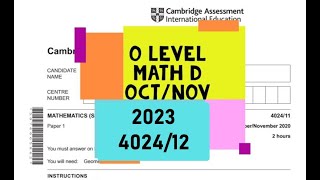 O Level Mathematics  D Paper 1 402412 OctNov 2023 [upl. by Cartie]