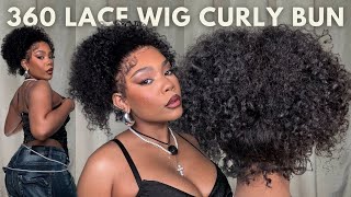 The Cutest Curly Bun  Glueless 360 Lace Wig Ponytail Ft Hermosa Hair [upl. by Aisyla]