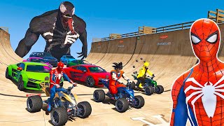 CARROS e QUADBIKE com HOMEM ARANHA NARUTO e OUTROS SUPER HERÓIS SALTOS INCRIVEIS GTA [upl. by Ekud843]