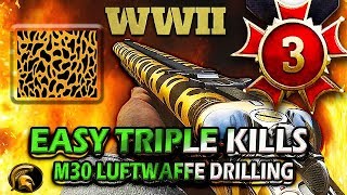 COD WW2  quotM30 LUFTWAFFE DRILLINGquot quotGOLD CHEETAH CAMOquot SHOTGUN  HOW TO GET EASY TRIPLE KILLS [upl. by Aitel]